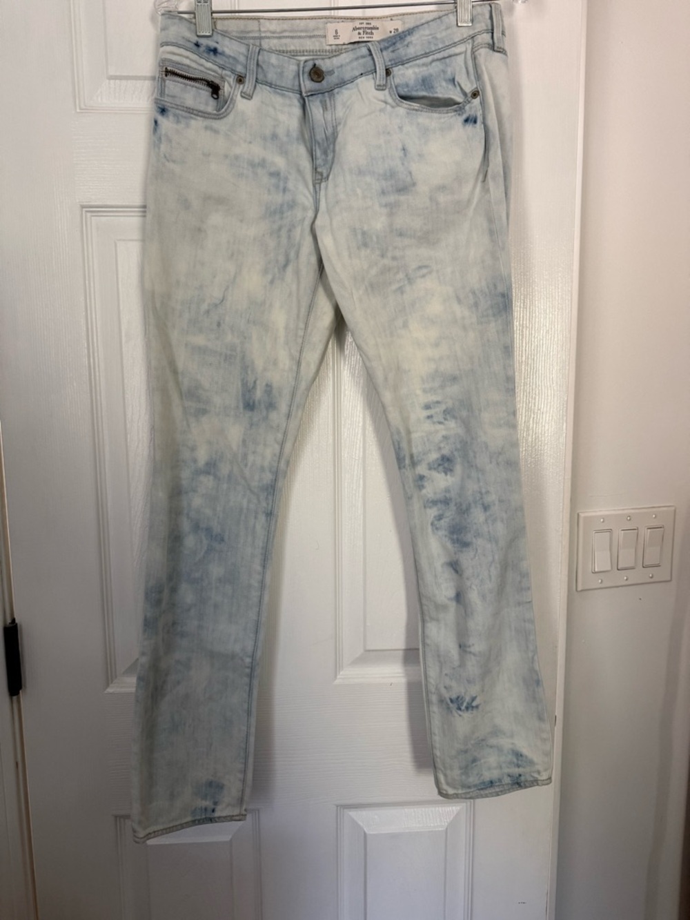 Abercrombie & Fitch Light Blue Tie-Dye Perfect Stretch Skinny Jeans